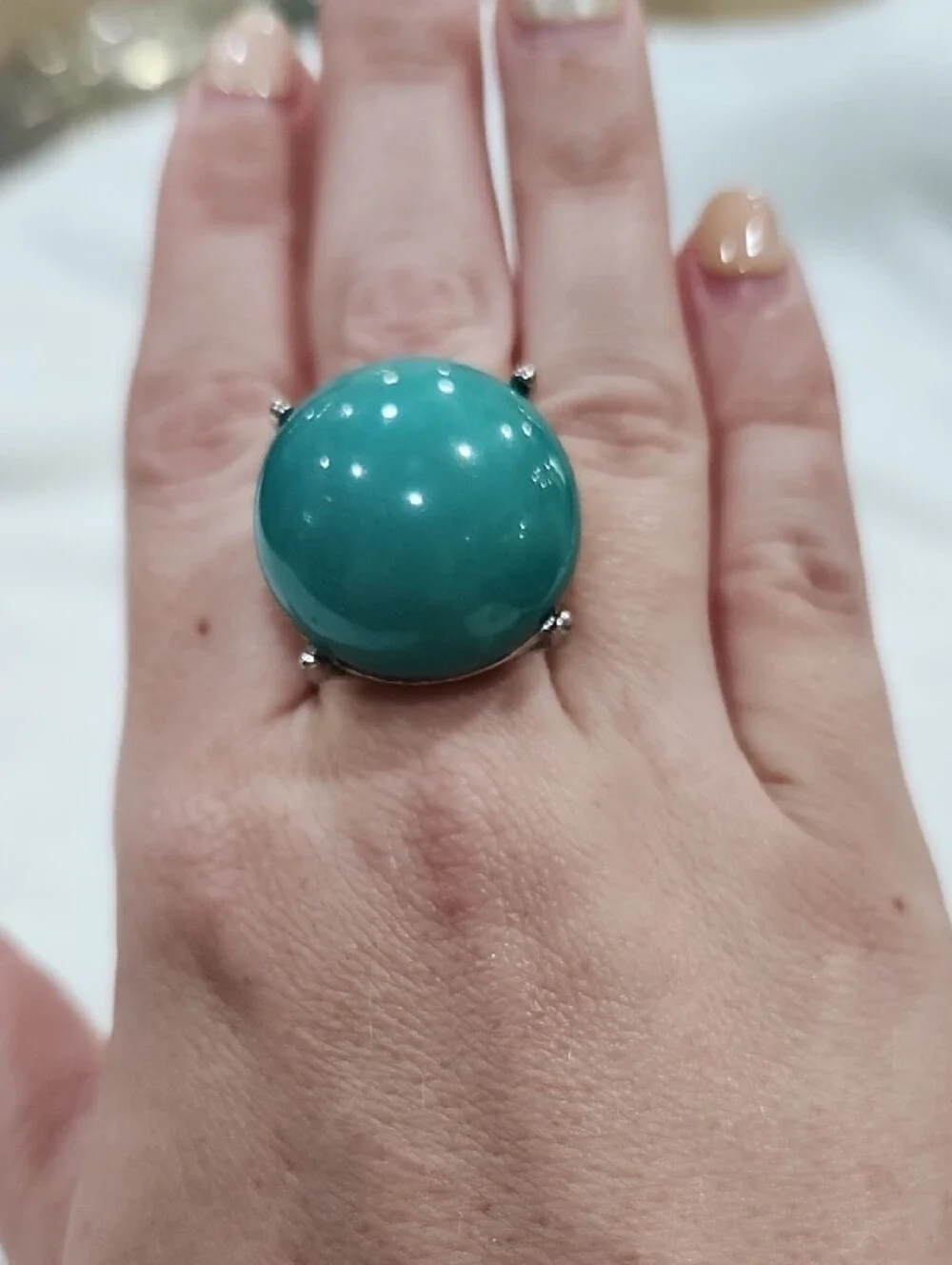 Teal Dome Fashion Statement Ring